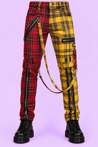 Pantaloni cargo punk tartan