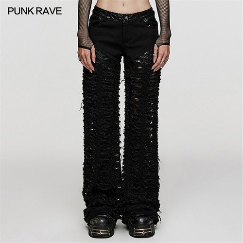 Pantaloni donna punk rave neri - pantaloni,